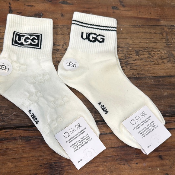 NWT UGG Cream Casual Socks with Ribbed Cuffs set of 2 - Picture 2 of 2